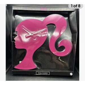 New-‎ Large 19"inch Hot Pink Barbie  Head - Wall Clock In box.